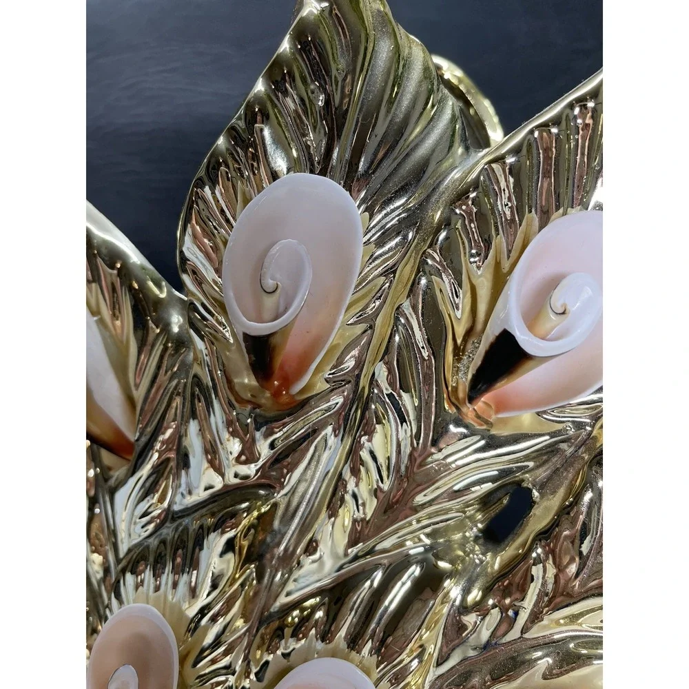 CERAMIC GOLD+SILVER SPARKLE GLITTER+PINK SHELL FISH FIGURINE,VASE-V932A  12